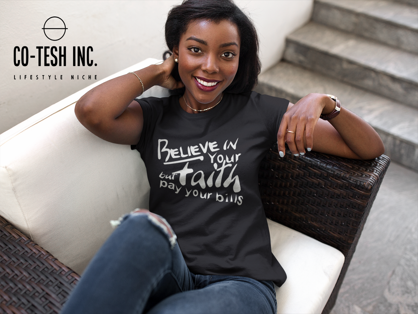 Believe in your faith but pay your bills | Short-Sleeve Unisex T-Shirt | Conscious movement | Cotesh
