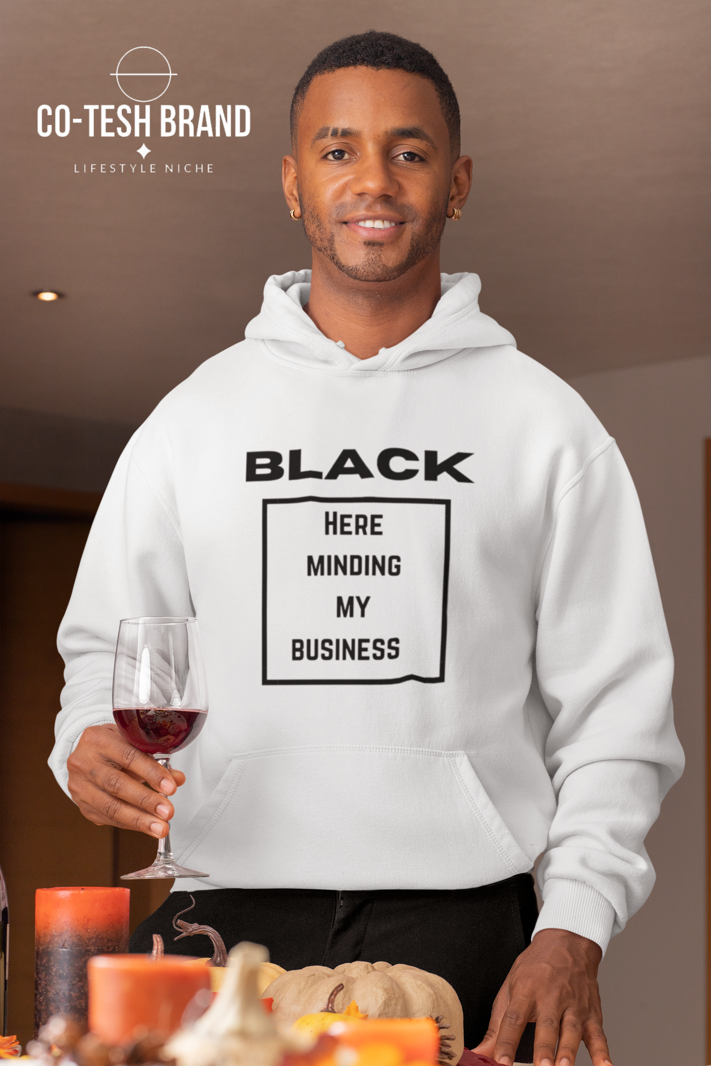 Black Here Just Minding My Business Unisex fleece hoodie