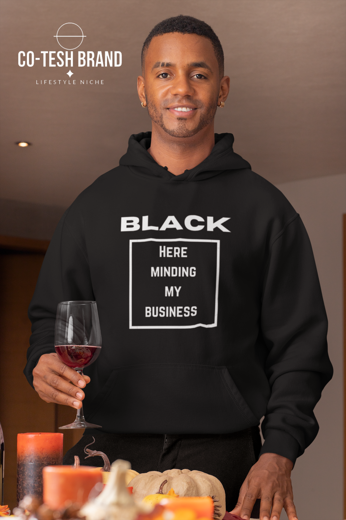 Black Here Just Minding My Business Unisex fleece hoodie