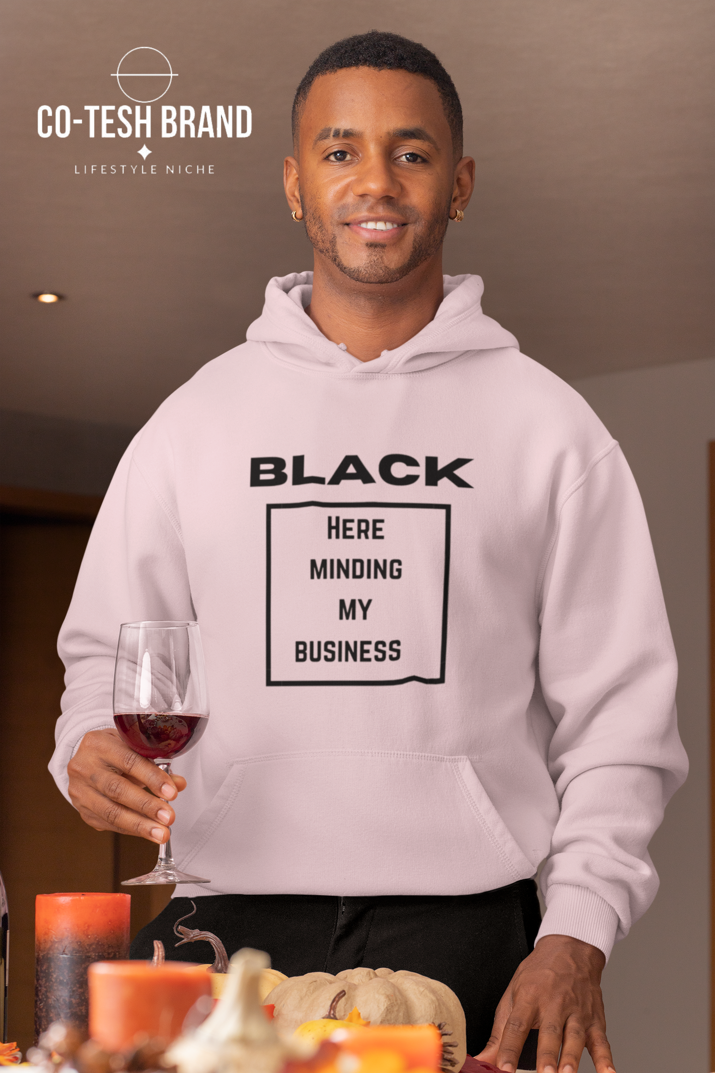 Black Here Just Minding My Business Unisex fleece hoodie