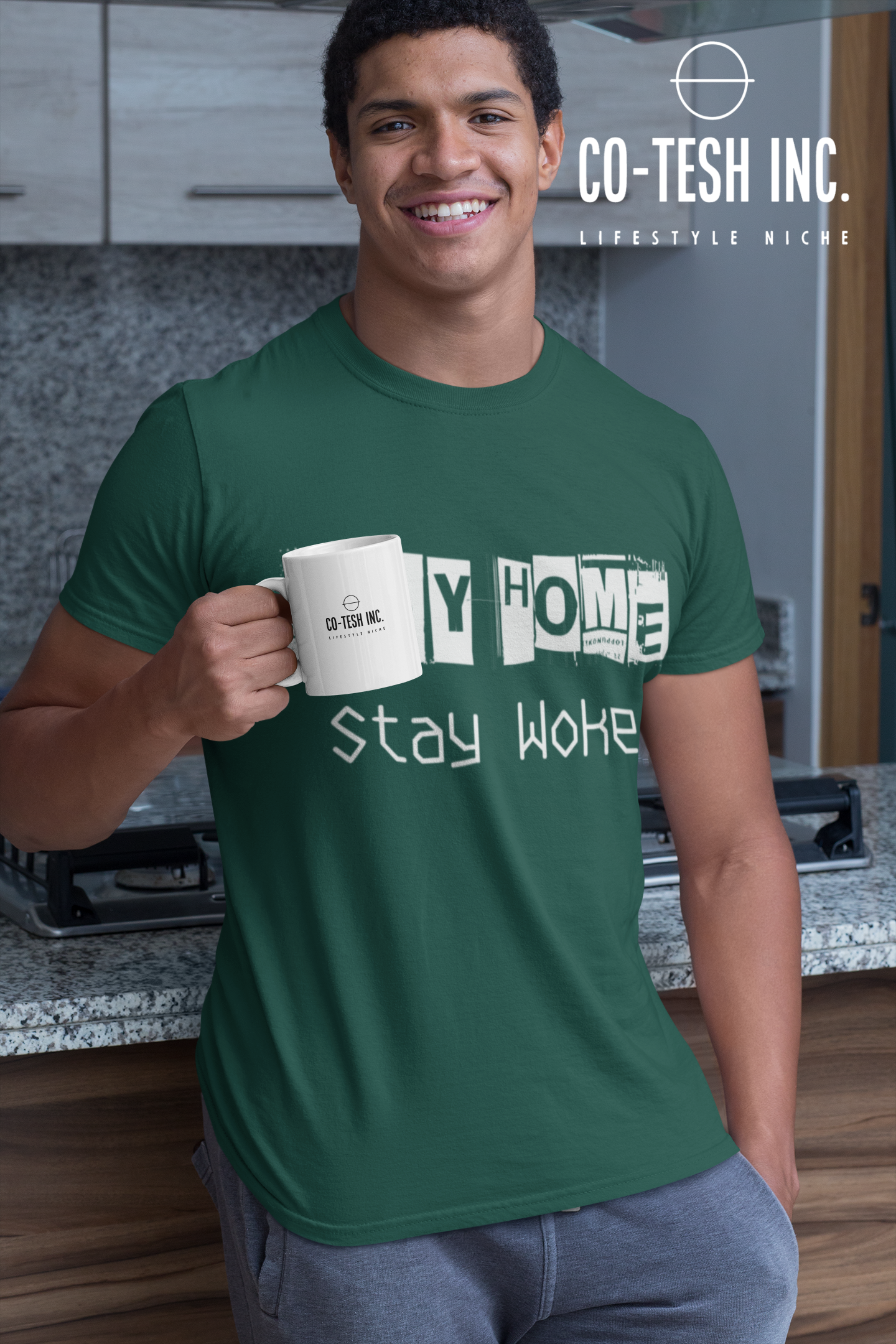 Stay Home Stay Woke | Short-Sleeve Unisex T-Shirt | expression tees | funny hooks | Cotesh