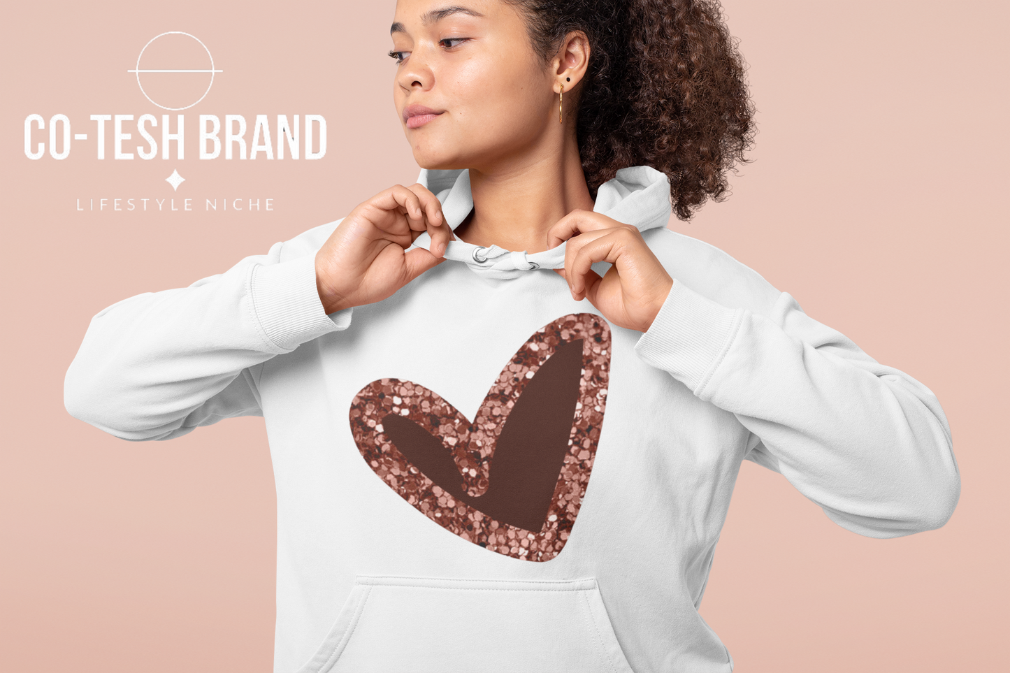 Pink|Glitter Heart Unisex fleece hoodie