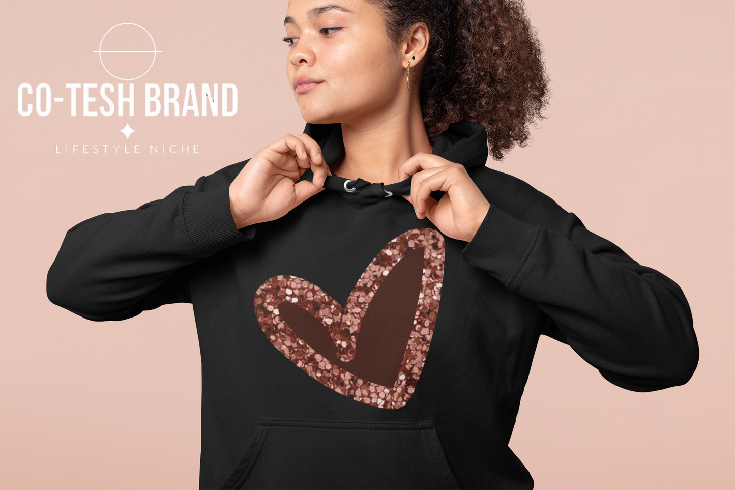 Pink|Glitter Heart Unisex fleece hoodie