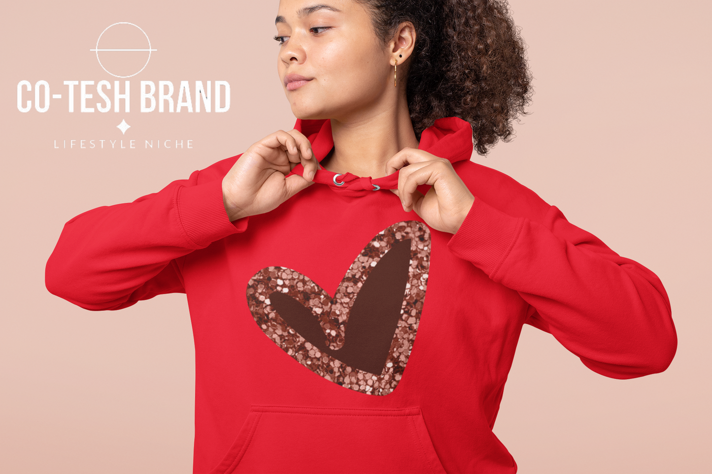 Pink|Glitter Heart Unisex fleece hoodie