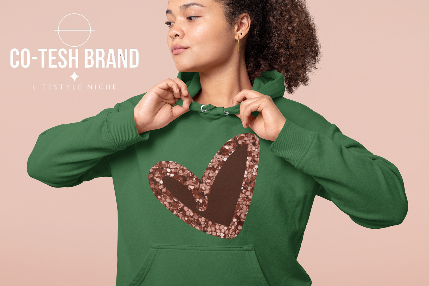 Pink|Glitter Heart Unisex fleece hoodie