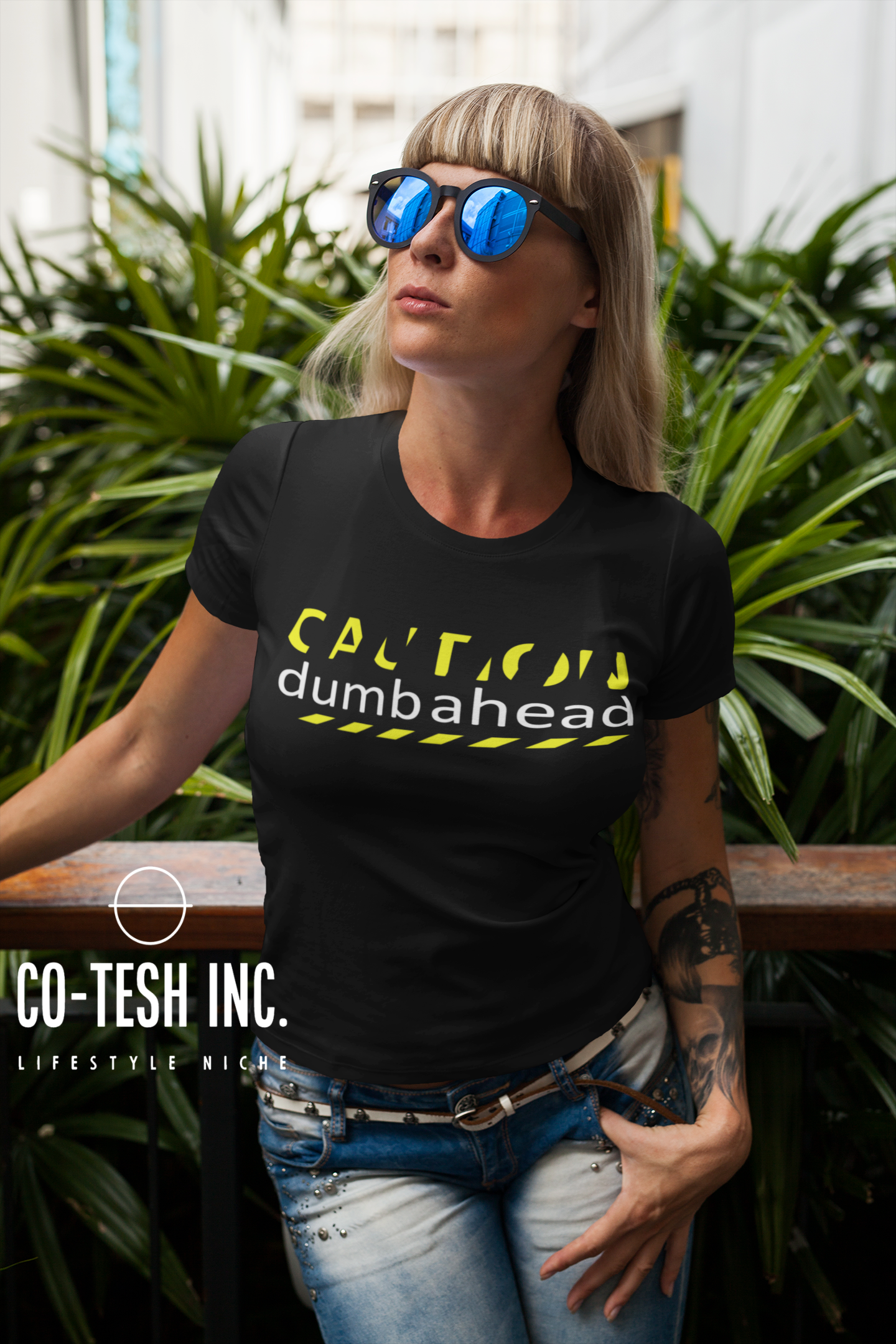 Caution Dumb Ahead | Short-Sleeve Unisex T-Shirt | Cotesh | Expression Teez