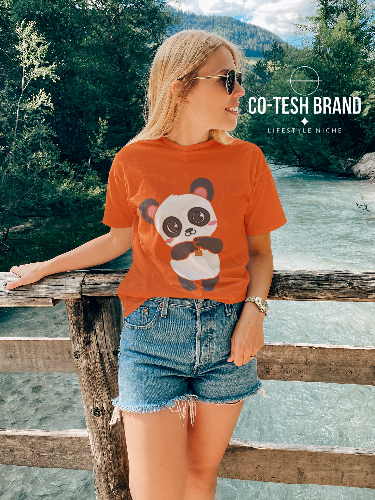 Cute Panda Short-Sleeve Unisex T-Shirt