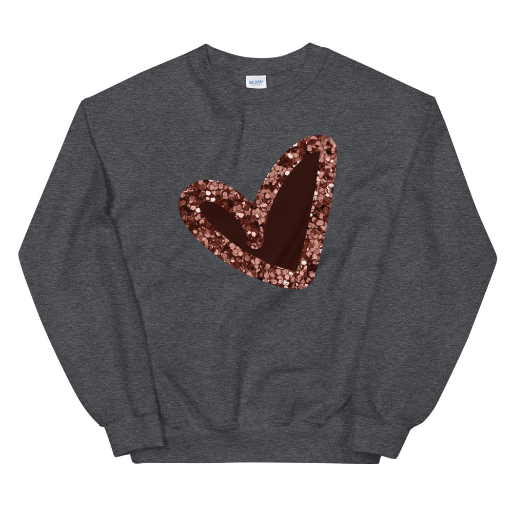 Pink|Glitter Heart Unisex Sweatshirt