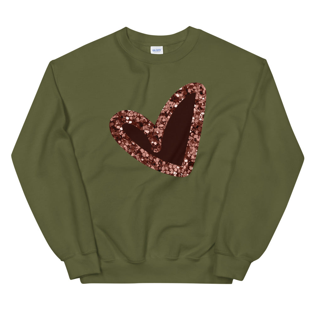Pink|Glitter Heart Unisex Sweatshirt