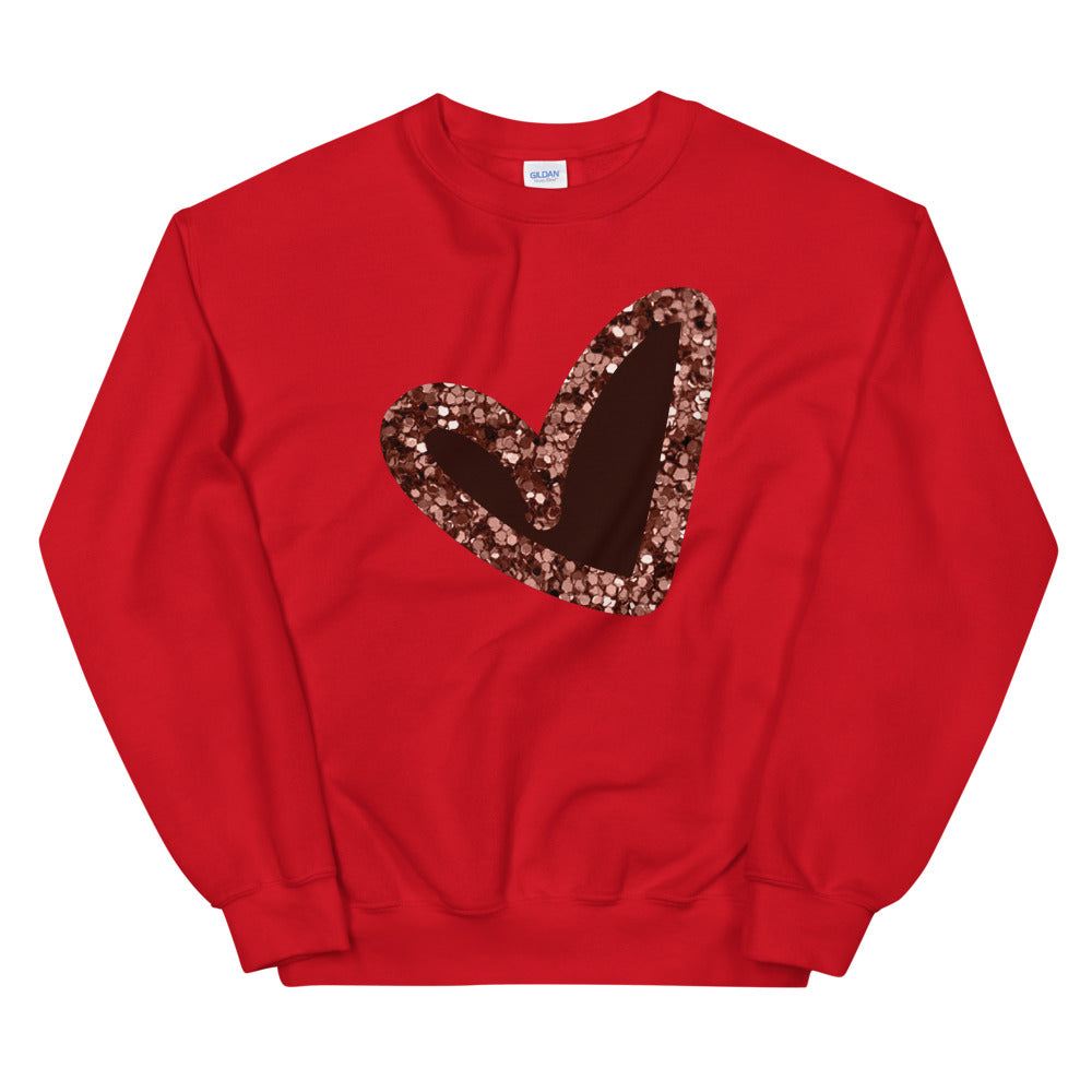 Pink|Glitter Heart Unisex Sweatshirt