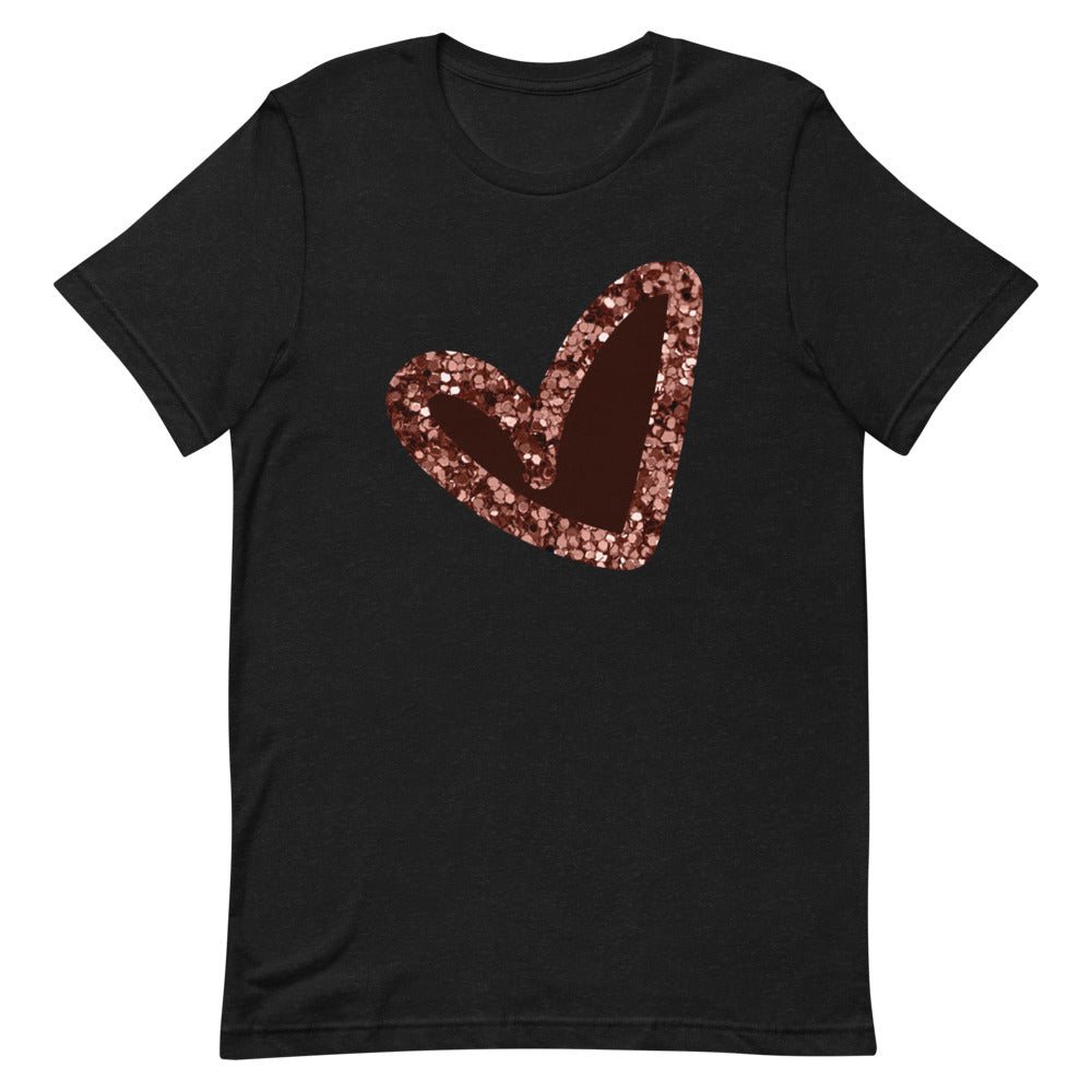 Glitter Heart | Pink Heart Short-Sleeve Unisex T-Shirt