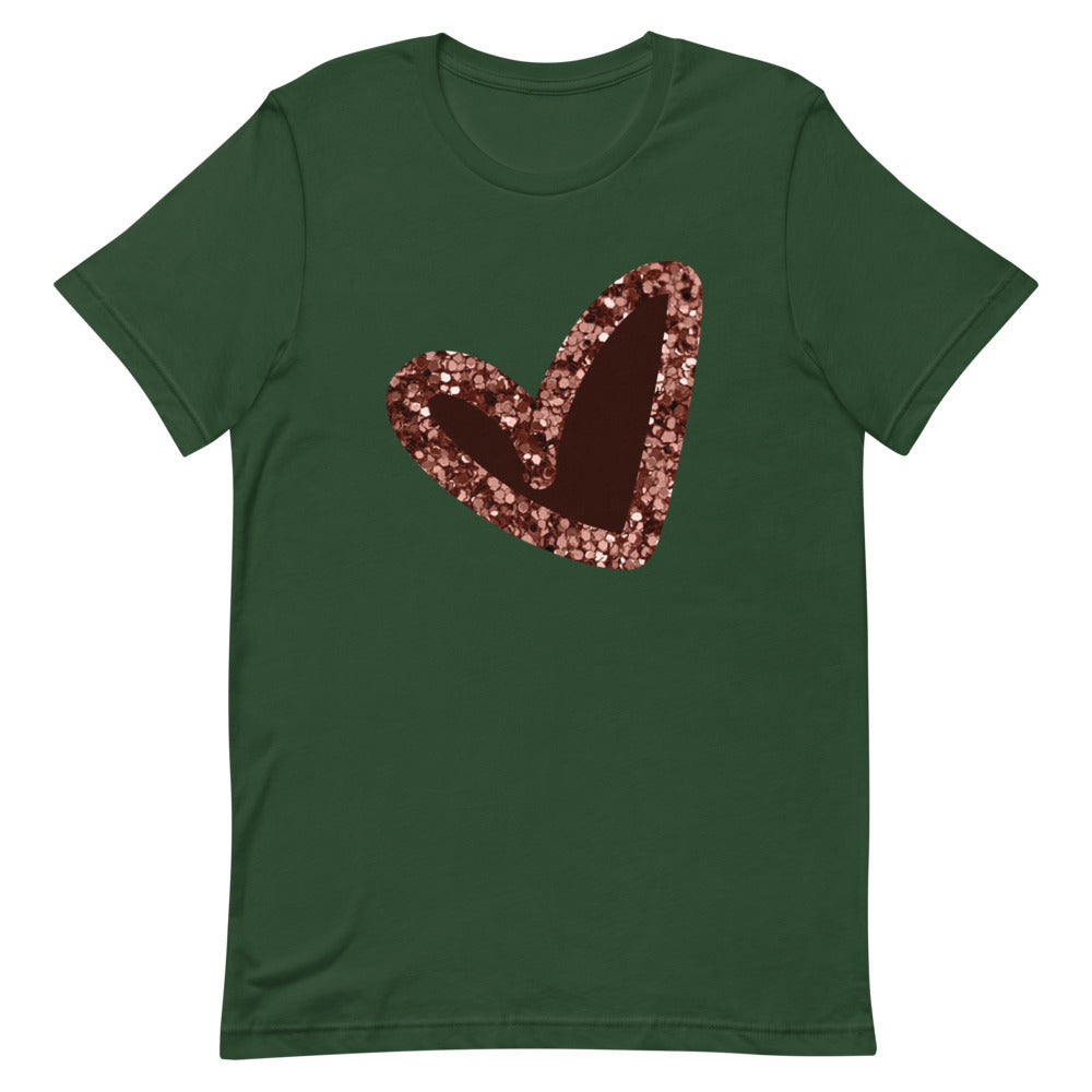Glitter Heart | Pink Heart Short-Sleeve Unisex T-Shirt