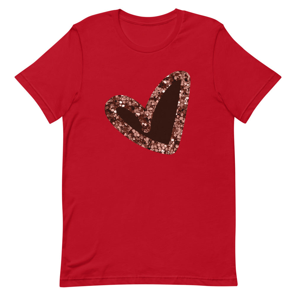 Glitter Heart | Pink Heart Short-Sleeve Unisex T-Shirt