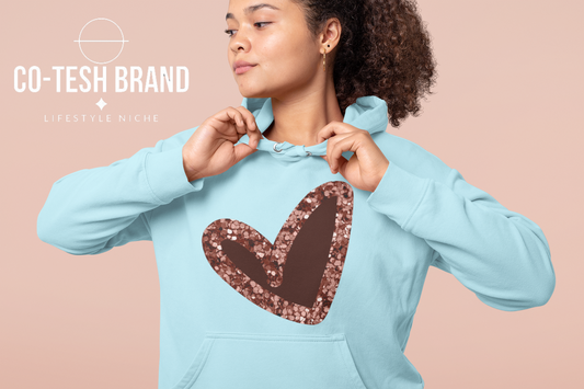 Pink|Glitter Heart Unisex fleece hoodie