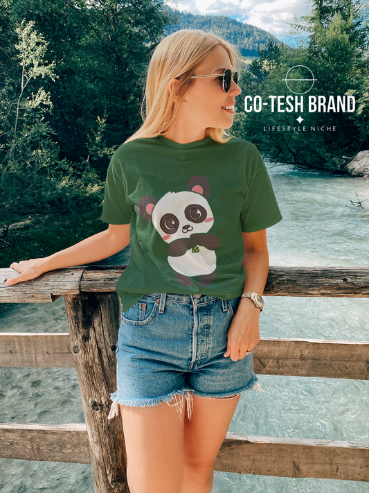 Cute Panda Short-Sleeve Unisex T-Shirt