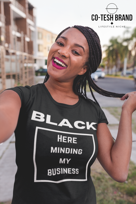 Black Here just minding my Business Short-Sleeve Unisex T-Shirt