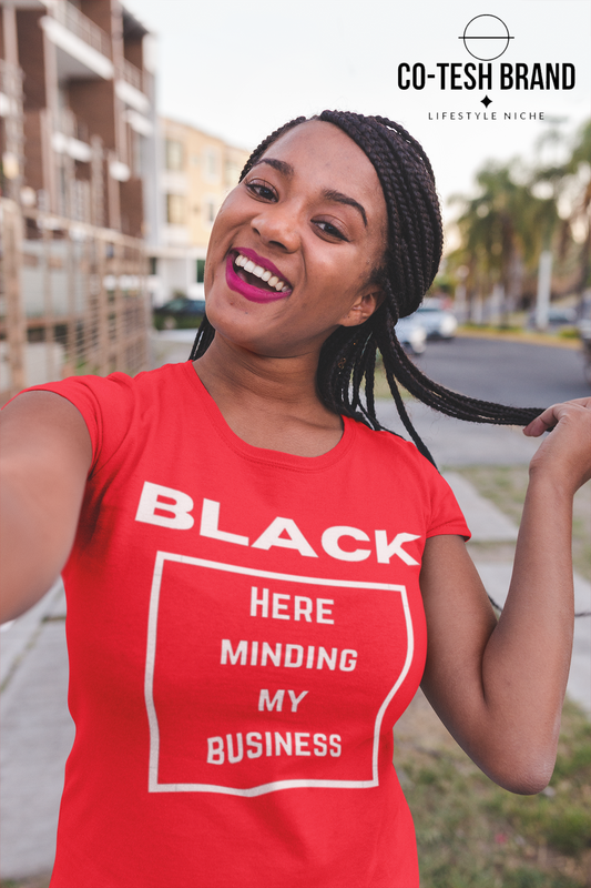 Black Here just minding my Business Short-Sleeve Unisex T-Shirt